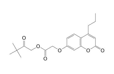 [(2-oxo-4-propyl-2H-1-benzopyran-7-yl)oxy]acetic acid, ester with 3,3-dimethyl-1-hydroxy-2-butanone