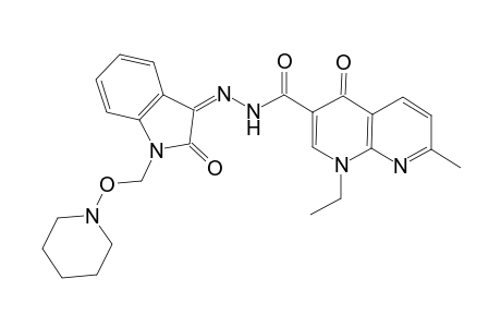 1-Ethyl-7-methyl-4-oxo-1,4-dihydro-[1,8]naphthyridine-3-carboxylic acid[2-oxo-1-(piperidin-1-yloxymethyl)-1,2-dihydro-indol-(3Z)-ylidene]-hydrazide