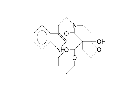 (.+-.)-3a-Diethoxymethyl-7a-hydroxy-5-(2-<indol-3-yl>-ethyl)etrahydrofuro(3,2-C)pyridin-4(2H)-one