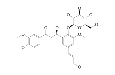 #1;BIDENLIGNASIDE-A;3-HYDROXY-1-(4-HYDROXY-3-METHOXYPHENYL)-3-[5-(E)-(3-HYDROXYPROP-1-ENYL)-3-METHOXY-2-O-BETA-D-GLUCOPYRANOSYL-PHENYL]-PROPAN-1-ONE