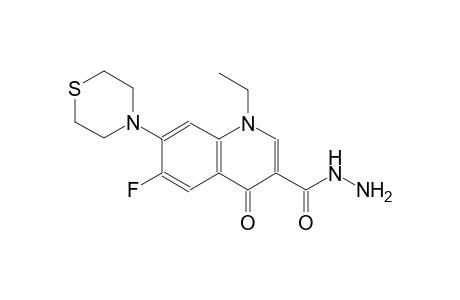 3-Quinolinecarboxylic acid, 1-ethyl-6-fluoro-1,4-dihydro-4-oxo-7-(4-thiomorpholinyl)-, hydrazide