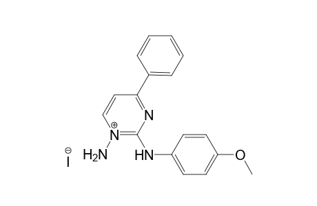 1-Amino-4-phenyl-2-(p-methoxyphenyl)aminopyrimidinium iodide