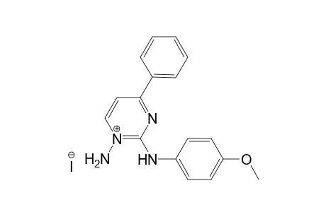 1-Amino-4-phenyl-2-(p-methoxyphenyl)aminopyrimidinium iodide