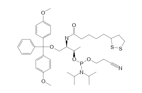 #12;N-[(1R,2R)-1-[[bis-(4-Methoxyphenyl)-phenylmethoxy]-methyl]-2-[2-cyanoethoxydiisopropylamino)-phosphanyl]-oxypropyl]-4-(dithiolan-3-yl)-butanamide