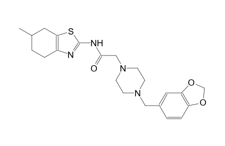 2-[4-(1,3-benzodioxol-5-ylmethyl)-1-piperazinyl]-N-(6-methyl-4,5,6,7-tetrahydro-1,3-benzothiazol-2-yl)acetamide