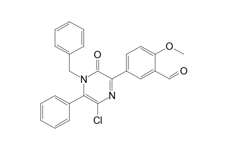 5-(4-Benzyl-6-chloro-3-oxo-5-phenyl-3,4-dihydro-2-pyrazinyl)-2-methoxybenzaldehyde