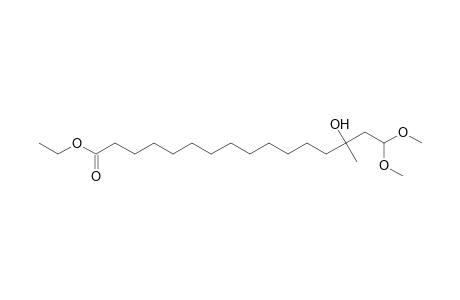 Hexadecanoic acid, 14-hydroxy-16, 16-dimethoxy-14-methyl-, ethyl ester