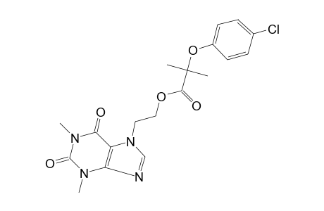 7-(2-hydroxyethyl)theophylline, 2-(p-chlorophenoxy)-2-methylpropionate