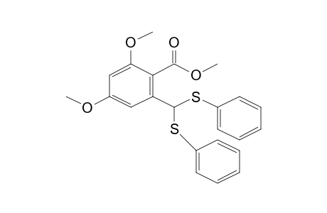 Benzoic acid, 2-[bis(phenylthio)methyl]-4,6-dimethoxy-, methyl ester