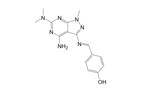 4-AMINO-6-DIMETHYLAMINO-3-(4-HYDROXYPHENYL)-AZOMETHINO-1-METHYLPYRAZOLO-[3,4-D]-PYRIMIDINE