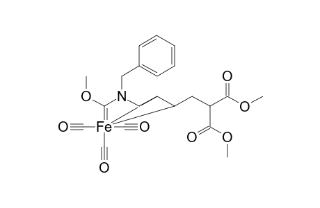 Tricarbonyl{[ 4-5-.eta(2).]-2-aza-7-bis(methoxycarbonyl)-2-benzyl-1-methoxy-4-hepten-1-ylidene} iron (0)