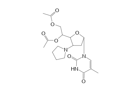 1-(5,6-Di-O-acetyl-2,3-dideoxy-3-pyrrolidino-.beta.,D-ribo-hexofuranosyl)thymine