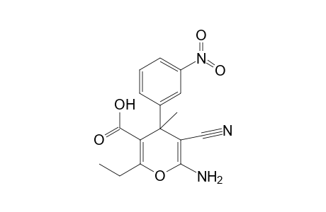 6-Amino-5-cyano-2-ethyl-4-methyl-4-(3-nitrophenyl)-4H-pyran-3-carboxylic acid