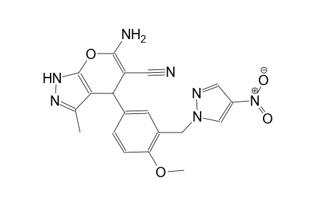 6-amino-4-{4-methoxy-3-[(4-nitro-1H-pyrazol-1-yl)methyl]phenyl}-3-methyl-1,4-dihydropyrano[2,3-c]pyrazole-5-carbonitrile