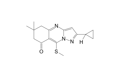 2-cyclopropyl-5,6-dihydro-6,6-dimethyl-9-(methylthio)pyrazolo-[5,1-b]quinazolin-8(7H)-one