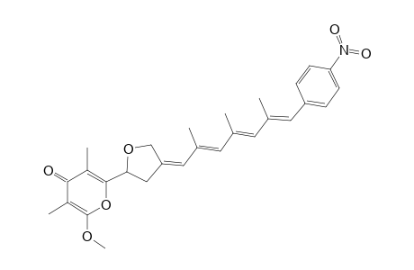 4H-Pyran-4-one, 2-methoxy-3,5-dimethyl-6-[tetrahydro-4-[2,4,6-trimethyl-7-(4-nitrophenyl)-2,4,6-heptatrienylidene]-2-furanyl]-, (+)-