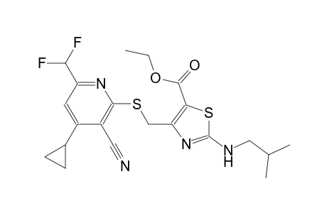 ethyl 4-({[3-cyano-4-cyclopropyl-6-(difluoromethyl)-2-pyridinyl]sulfanyl}methyl)-2-(isobutylamino)-1,3-thiazole-5-carboxylate