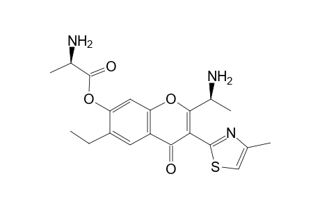 2-Amino-propionic acid 2-(1-amino-ethyl)-6-ethyl-3-(4-methyl-thiazol-2-yl)-4-oxo-4H-chromen-7-yl ester