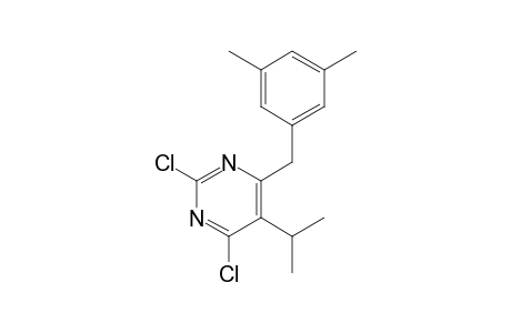 2,4-bis(chloranyl)-6-[(3,5-dimethylphenyl)methyl]-5-propan-2-yl-pyrimidine