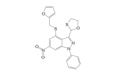 1H-indazole, 4-[(2-furanylmethyl)thio]-6-nitro-3-(1,3-oxathiolan-2-yl)-1-phenyl-