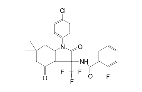 N-[1-(4-chlorophenyl)-6,6-dimethyl-2,4-dioxo-3-(trifluoromethyl)-2,3,4,5,6,7-hexahydro-1H-indol-3-yl]-2-fluorobenzamide