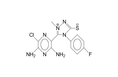 ANHYDRO-3-MERCAPTO-1-METHYL-4(PARA-FLUORO-PHENYL)-5-(3',5'-DIAMINO-6'-CHLORO-2'-PYRAZINYL)-1,2,4-TRIAZOLIUM-HYDROXIDE