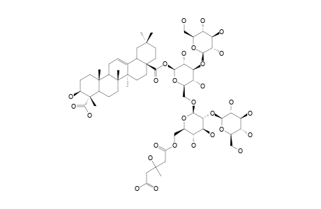 VACCAROSIDE-B;GYPSOGENIC-ACID-28-O-BETA-D-GLUCOPYRANOSYL-(1->2)-[3-HYDROXYL-3-METHYLGLUTAROYL-(1->6)]-BETA-D-GLUCOPYRANOSYL-(1->6)-[BETA-D-GLUCOPYR