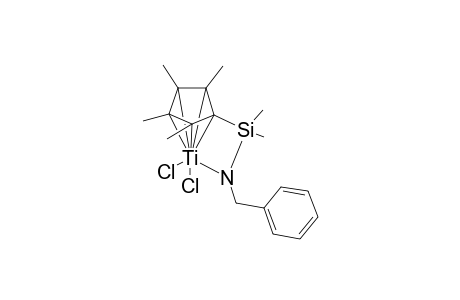 Dichloro { .eta(5). : .eta(1).-N-[dimethyl(tetramethylcyclopentadienyl)silyl]-benzylamido} titanium