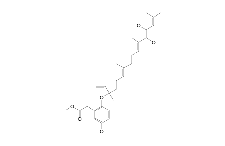 NAHOCOL-D1;METHYL-2-(O)-[12',13'-DIHYDROXY-3',7',11',15'-TETRAMETHYL-1',6'(E),10'(E),14'-HEXADECATETRAEN-3'-YL]-5-HYDROXYPHENYLACETATE