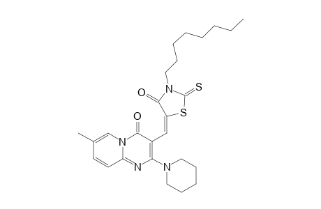 4H-Pyrido[1,2-a]pyrimidin-4-one, 3-[[dihydro-3-octyl-4-oxo-2-thioxo-5(2H)-thiazolyliden]methyl]-7-methyl-2-(1-piperidinyl)-