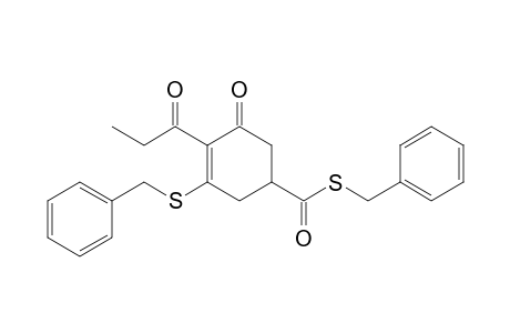 3-Cyclohexene-1-carbothioic acid, 5-oxo-4-(1-oxopropyl)-3-[(phenylmethyl)thio]-, S-(phenylmethyl) ester