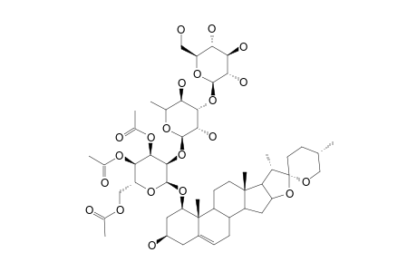 RUSCOGENIN-1-O-[O-BETA-D-GLUCOPYRANOSYL-(1->3)-O-ALPHA-L-RHAMNOPYRANOSYL-(1->2)-3,4,6-TRI-O-ACETYL-BETA-D-GALACTOPYRANOSIDE];(25R)-SPIROST-5-ENE-