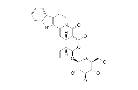 NAUCLEOSIDE-A;3,14,19,20-TETRADEHYDRO-16-ETHENYL-17-(BETA-D-GLUCOPYRANOSYLOXY)-19-HYDROXY-(15-BETA,16-ALPHA,17-BETA)-OXAYOHIMBAN-21-ONE