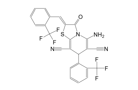 7H-thiazolo[3,2-a]pyridine-6,8-dicarbonitrile, 5-amino-2,3-dihydro-3-oxo-7-[2-(trifluoromethyl)phenyl]-2-[[2-(trifluoromethyl)phenyl]methylene]-, (2Z)-