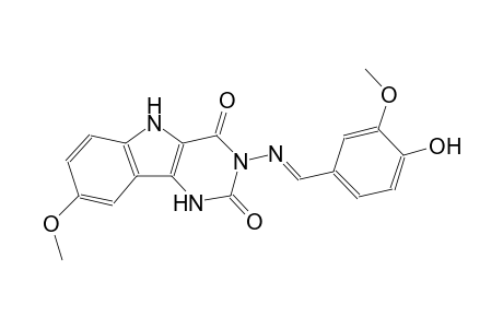 3-{[(E)-(4-hydroxy-3-methoxyphenyl)methylidene]amino}-8-methoxy-1H-pyrimido[5,4-b]indole-2,4(3H,5H)-dione