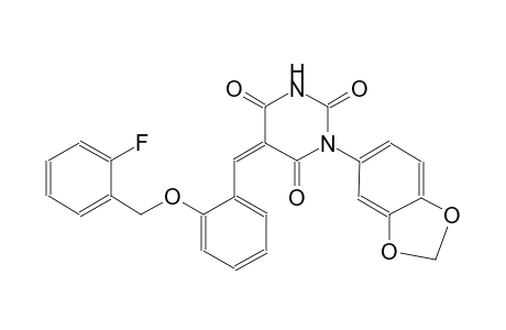 (5Z)-1-(1,3-benzodioxol-5-yl)-5-{2-[(2-fluorobenzyl)oxy]benzylidene}-2,4,6(1H,3H,5H)-pyrimidinetrione