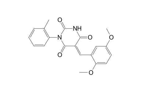 (5E)-5-(2,5-dimethoxybenzylidene)-1-(2-methylphenyl)-2,4,6(1H,3H,5H)-pyrimidinetrione