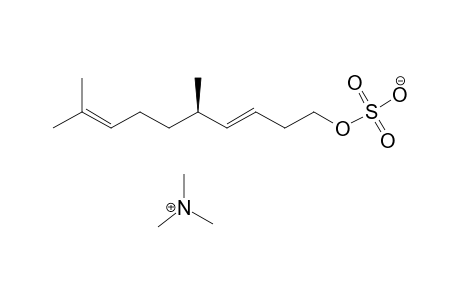 TRIMETHYLAMMONIUM-(5-R)-5,9-DIMETHYL-(3-E)-3,8-DECADIENYL-1-SULFATE