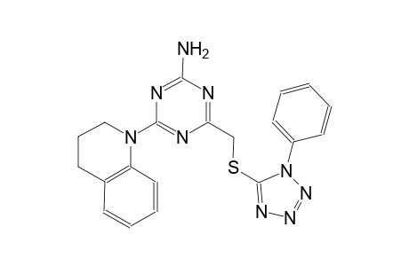 4-(3,4-dihydro-1(2H)-quinolinyl)-6-{[(1-phenyl-1H-tetraazol-5-yl)sulfanyl]methyl}-1,3,5-triazin-2-amine