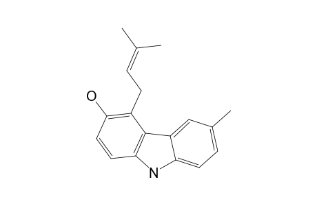 GLYCOMAURROL;6-METHYL-4-(3'-METHYLBUT-2'-ENYL)-CARBAZOL-3-OL