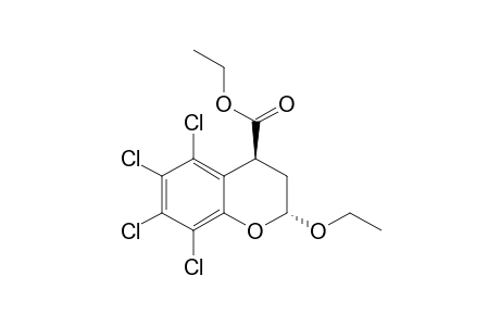 2H-1-Benzopyran-4-carboxylic acid, 5,6,7,8-tetrachloro-2-ethoxy-3,4-dihydro-, ethyl ester, trans-