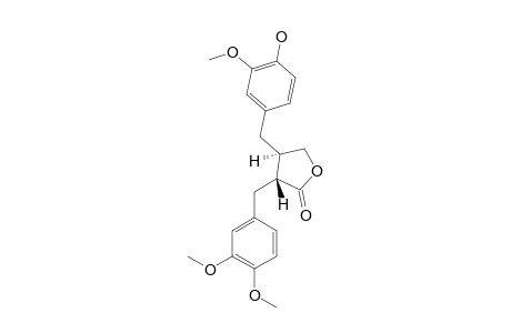 2-(3'',4''-DIMETHOXYBENZYL)-3-(3'-METHOXY-4'-HYDROXYBENZYL)-GAMMA-BUTYROLACTONE