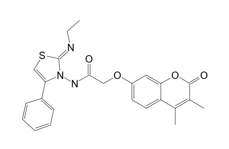 2-(3,4-Dimethyl-2-oxo-2H-1-benzopyran-7-yloxy)-N-(2- ethylimino-4-phenylthiazol-3(2H)-yl)- acetamide