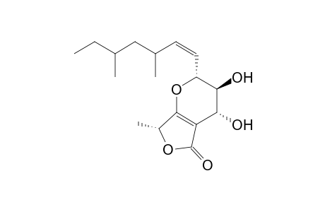 2-(cis-3',5'-Dimethylhept-1'-enyl)-3,4-dihydroxy-7-methyl-2,3,4,4a,7,7a-tetrahydrofuro[3,4-b]pyran-5-one (Fusidilactone A)