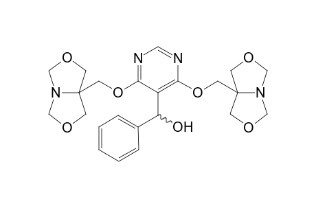 rac-5-(.alpha.-Hydroxybenzyl)-4,6-bis[(3,7-dioxa-r-1-azabicyclo[3.3.0]oct-c-5-yl)methoxy]pyrimidine