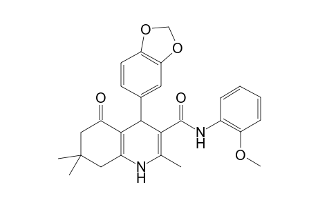 4-(1,3-benzodioxol-5-yl)-5-keto-N-(2-methoxyphenyl)-2,7,7-trimethyl-1,4,6,8-tetrahydroquinoline-3-carboxamide