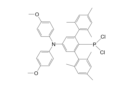 4-[N,N-Bis(4-methoxyphenyl)amino-2,6-bis(mesityl)phenyl]-1-dichlorophosphine