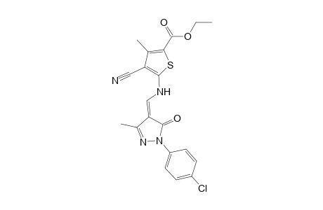 Ethyl 5-([1-(4-chlorophenyl)-3-methyl-5-oxo-2-pyrazolin-4-ylidene]methylamino)-4-cyano-3-methyl-2-thiophenecarboxylate