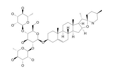 SOLAMARGINE=(O-ALPHA-L-RHAMNOSYL-(1->4)-O-ALPHA-L-RHAMNOSYL-(1->2)-O-3-BETA-D-GLUCOPYRANOSYL-SOLASODINE)