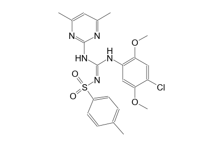 N-{(Z)-(4-chloro-2,5-dimethoxyanilino)[(4,6-dimethyl-2-pyrimidinyl)amino]methylidene}-4-methylbenzenesulfonamide